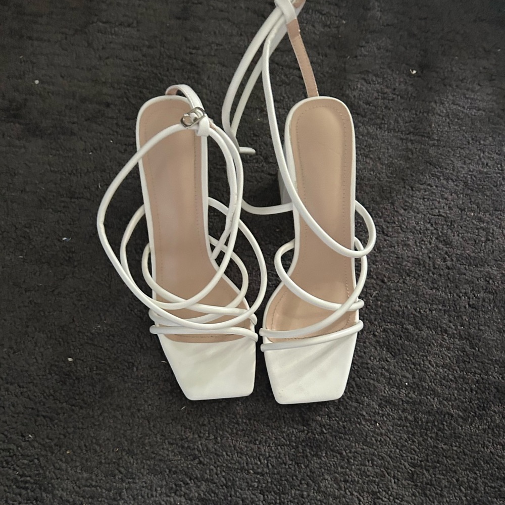 SHEIN Cuccoo White Strappy Heels in size 9.5